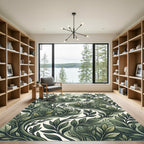 Lush Verdant Botanical Leaf Flow Rug
