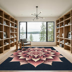 Crimson Rose Mandala Floral Rug