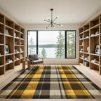 Rustic Ochre and Charcoal Plaid Rug