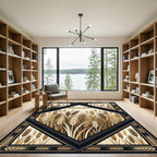 Earthy Wheat Field Diamond Border Rug