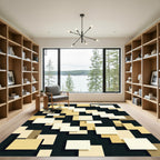 Modern Geometric Overlay Square Rug