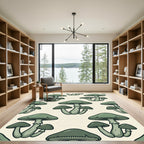 Sage Green Woodland Mushroom Forest Rug