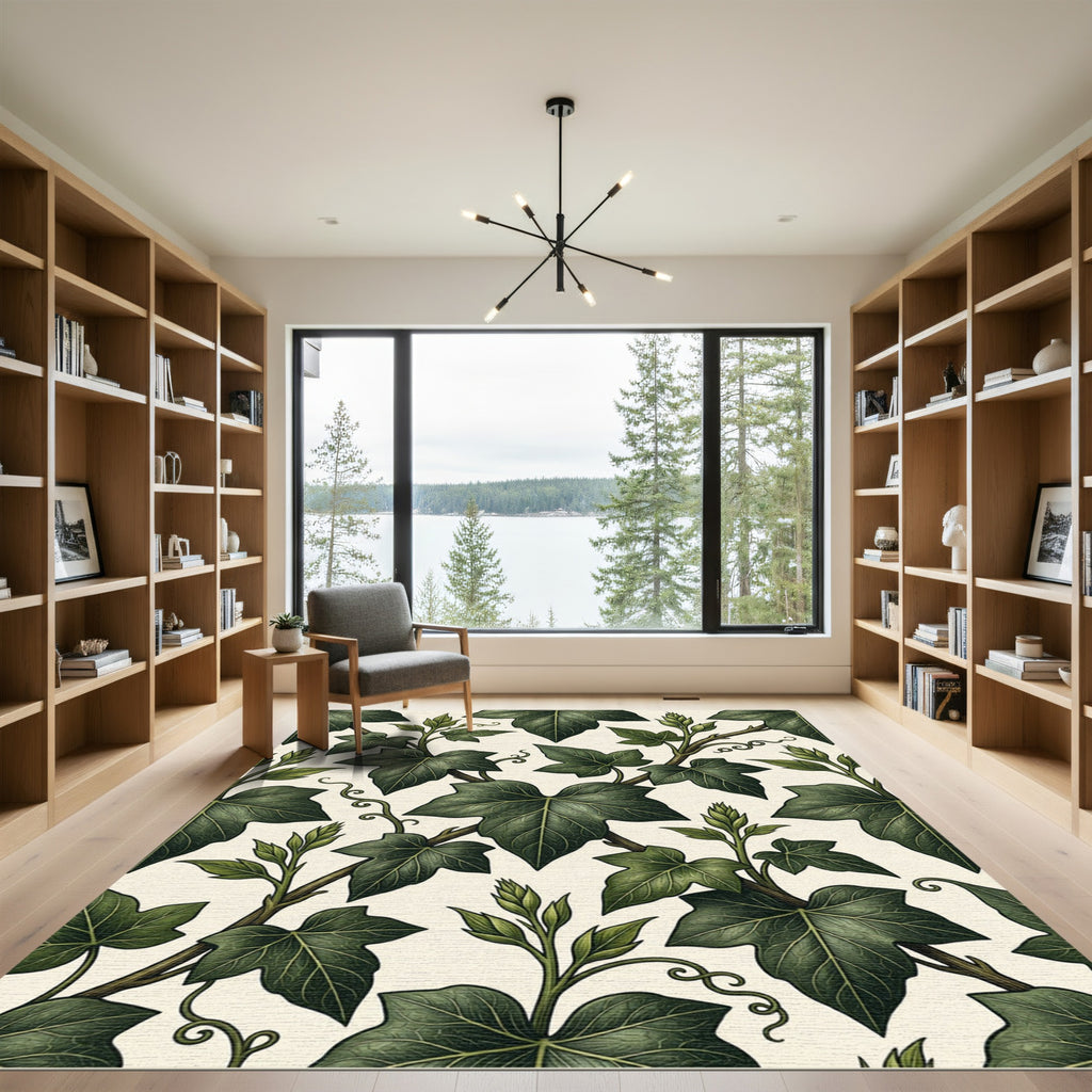 Lush Forest Ivy Botanical Foliage Rug