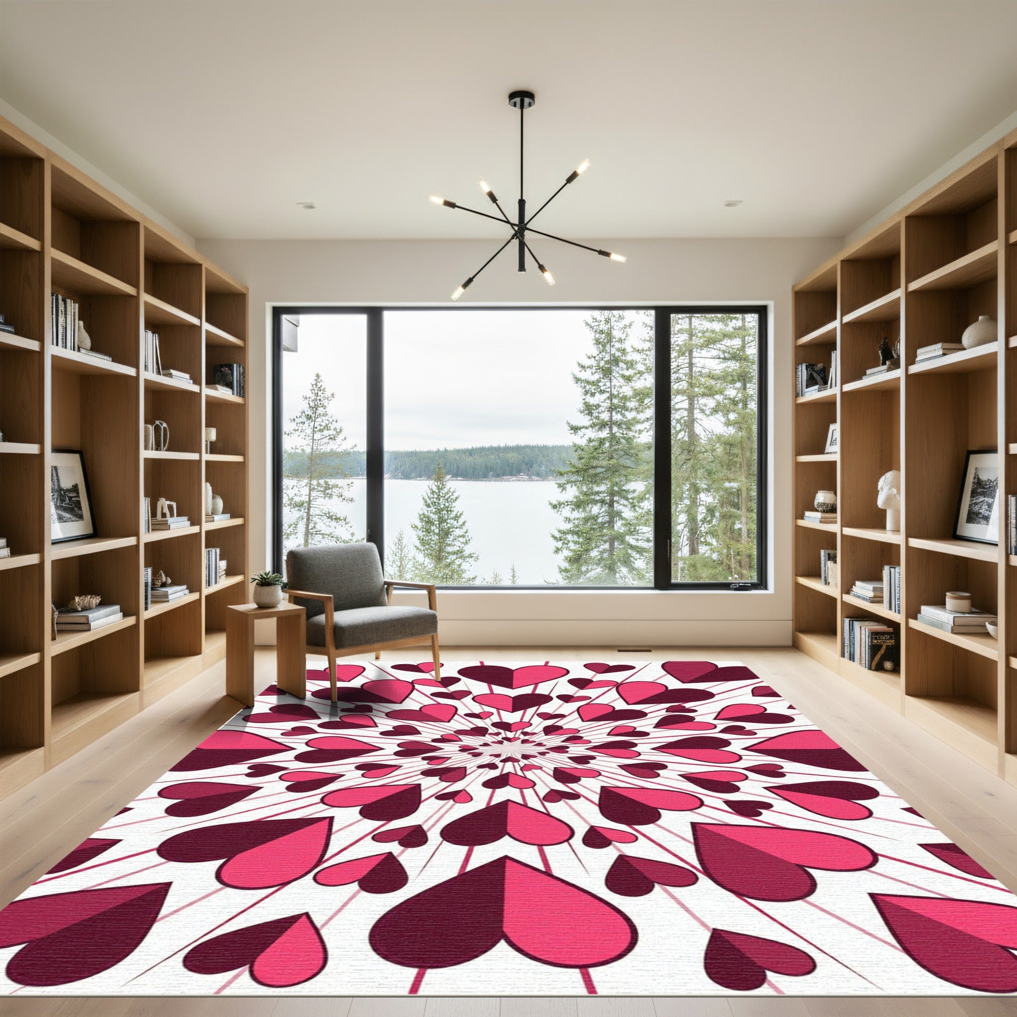 Radiant Pink Heart Burst Rug