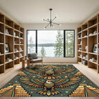 Golden Eagle Aztec Pyramid Green Rug