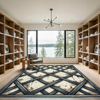 Rustic Gray Wood Lattice Diamonds Rug
