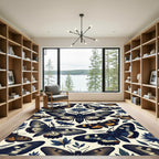 Celestial Midnight Butterfly Blue Lotus Rug