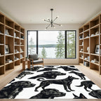 Elegant Black Labradors Illustration Art Rug