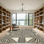 Geometric Beige Labyrinth Maze Rug