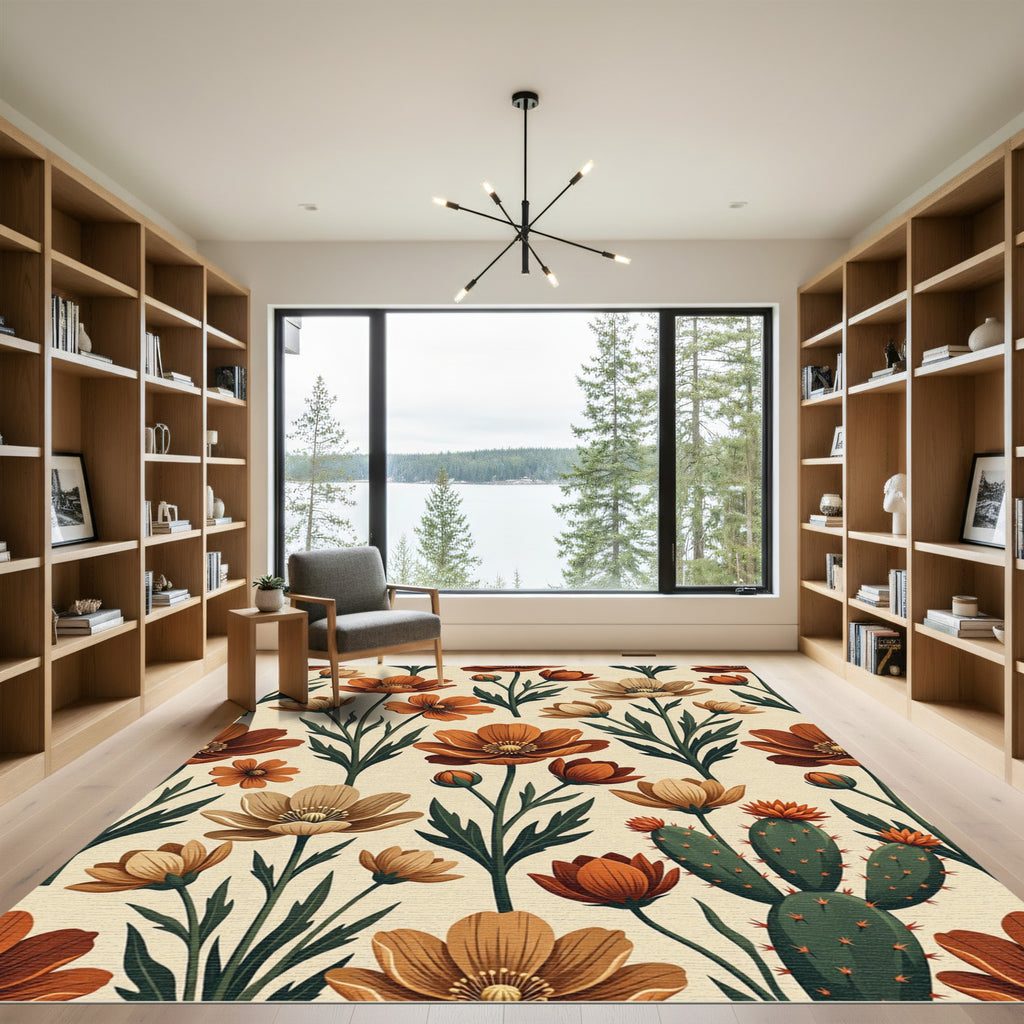 Terra Cotta Floral Desert Bloom Rug