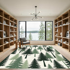 Forest Evergreen Pine Tree Illustration Rug