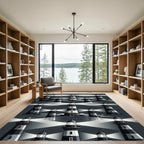 Monochromatic Lighthouse Coastal Pattern Rug