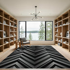 Sophisticated Monochrome Geometric Chevron Rug