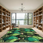 Green Dome Architectural Layered Illustration Rug