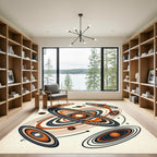 Mid-Century Modern Abstract Celestial Orbit Rug