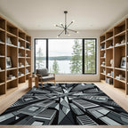 Monochrome Abstract Skyscraper Geometric Cityscape Rug