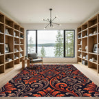 Dark Floral Scrollwork Amber Rug