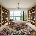 Vintage Floral Heart Bouquet Artwork Rug