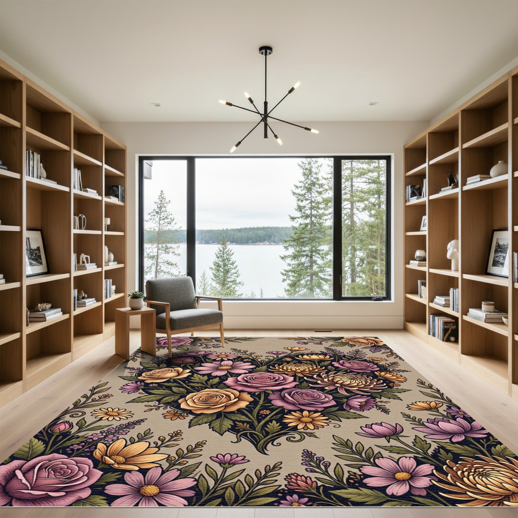 Vintage Floral Heart Bouquet Artwork Rug