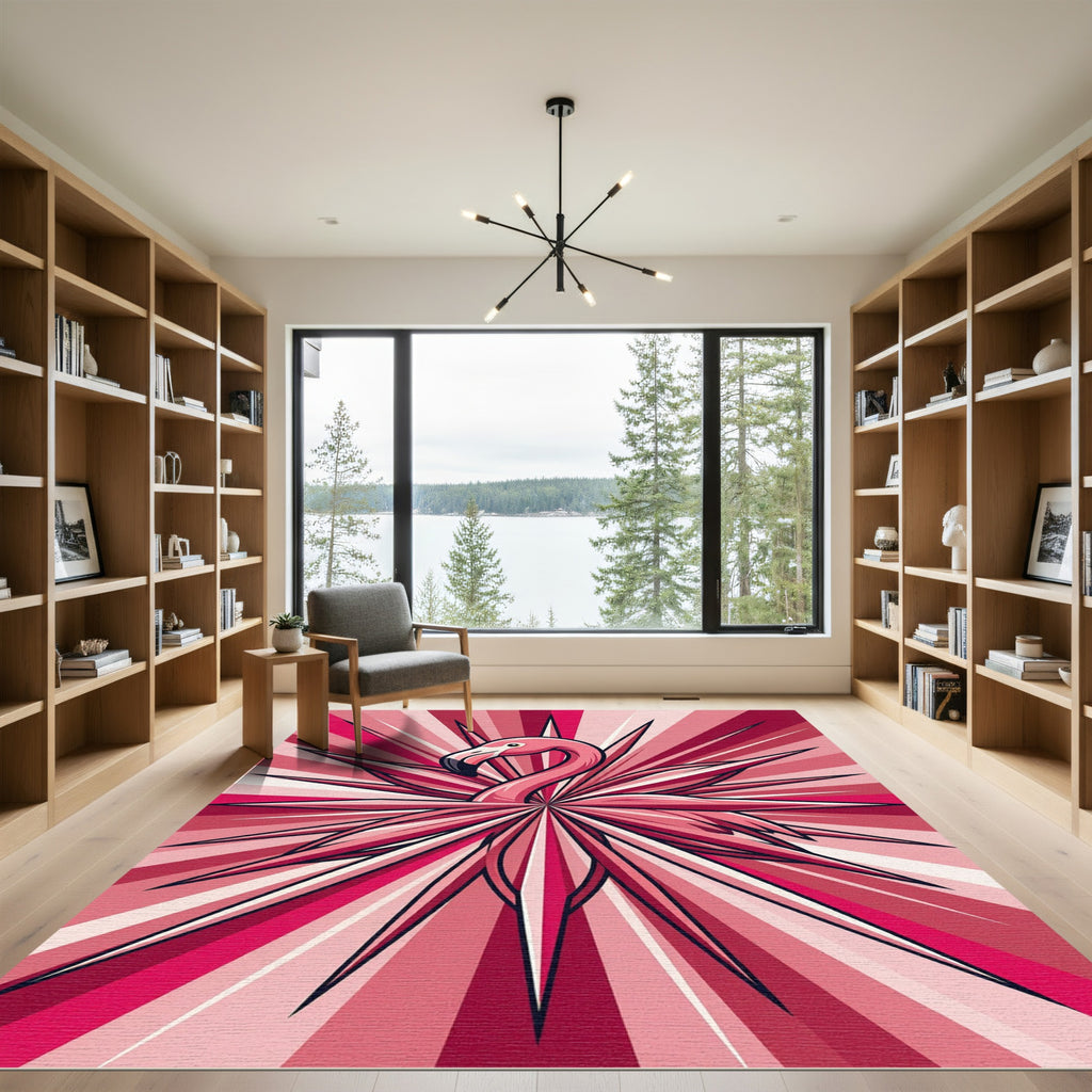Pink Flamingo Burst Radial Rug