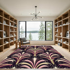 Art Deco Pink Gold Floral Fan Rug