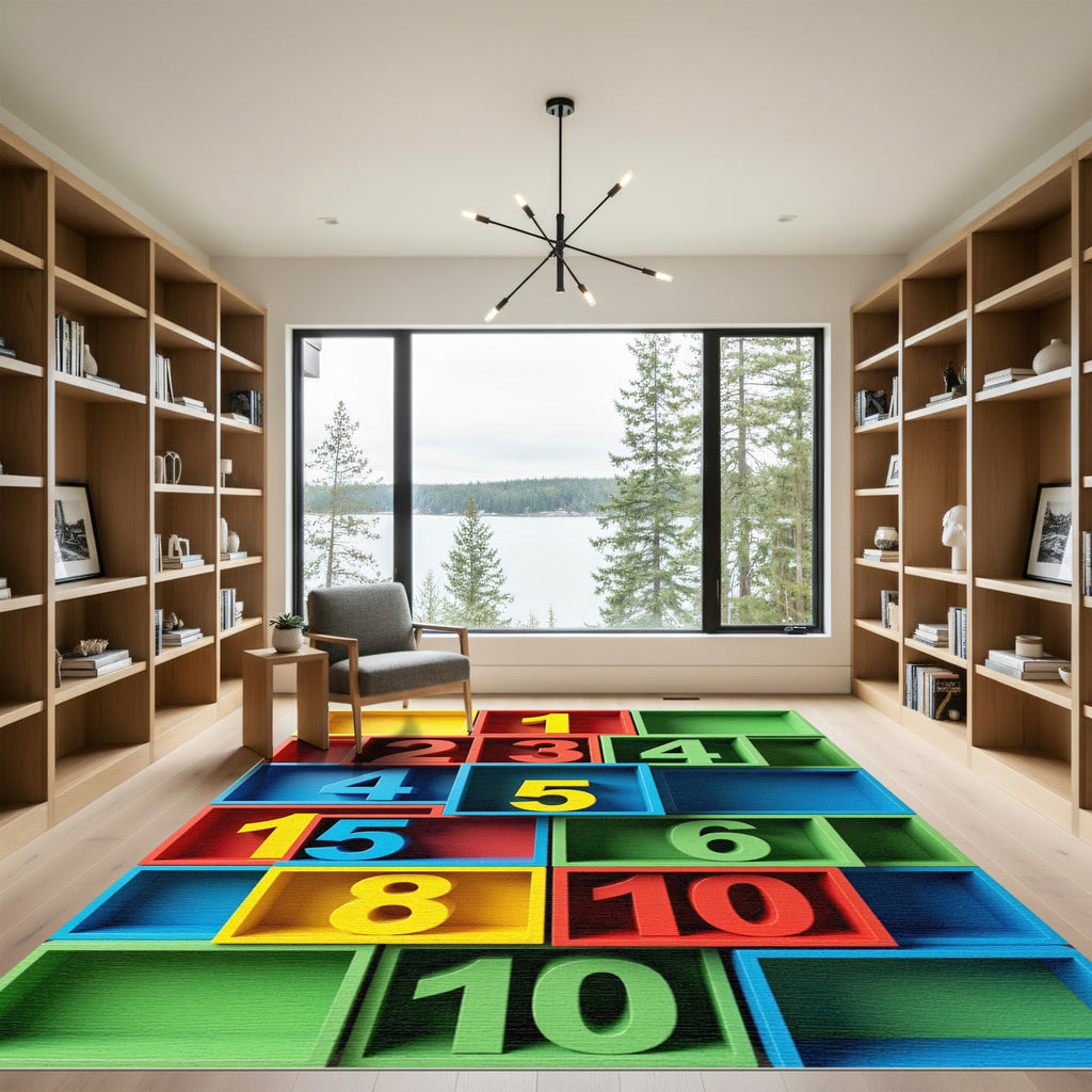 Vibrant Multicolor Academic Grid Wall Art Rug