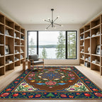 Floral Eight Point Star Pomegranate Medallion Rug