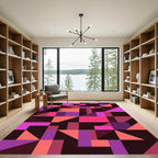 Vibrant Magenta and Pink Geometric Shapes Rug