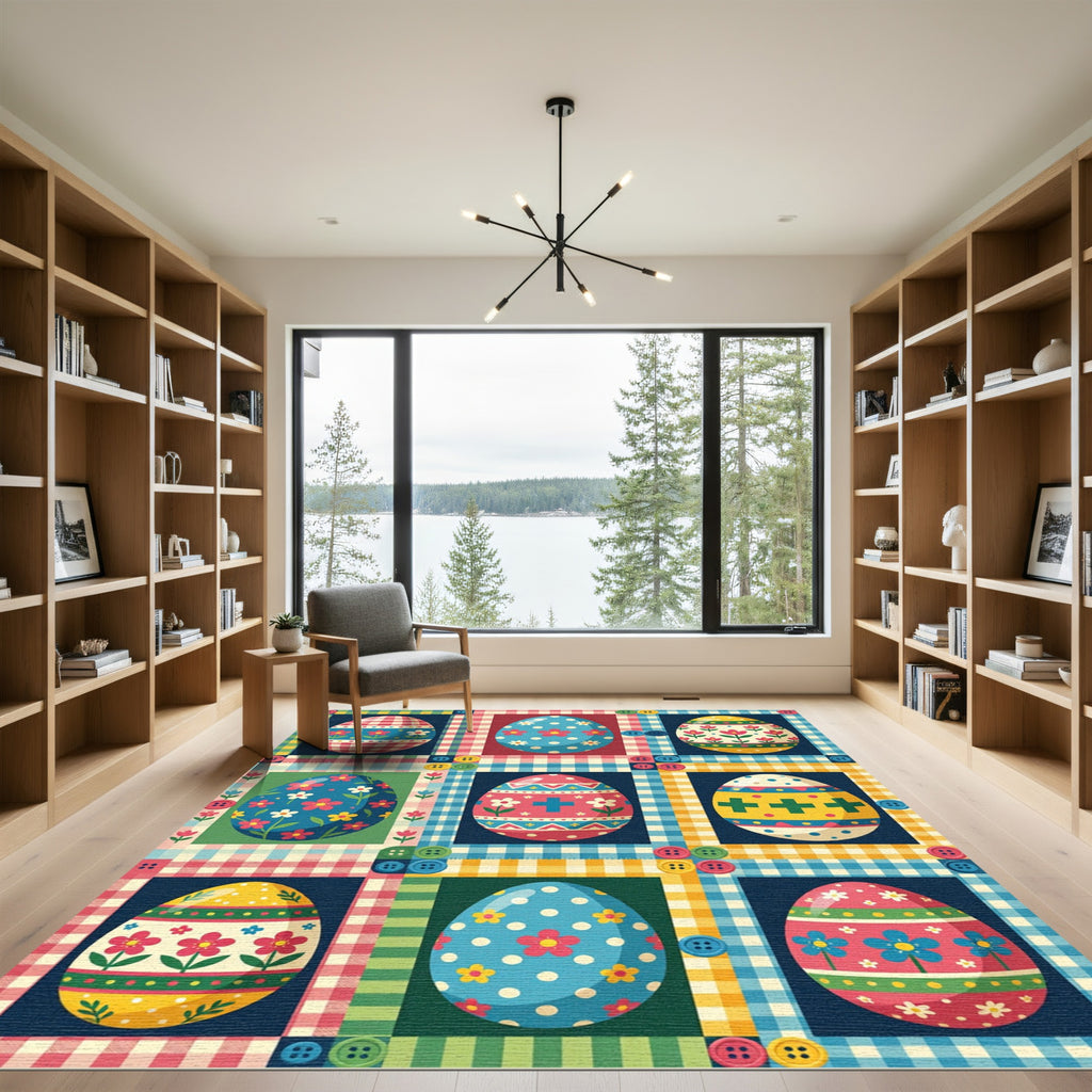 Festive Patchwork Easter Egg Quilt Rug