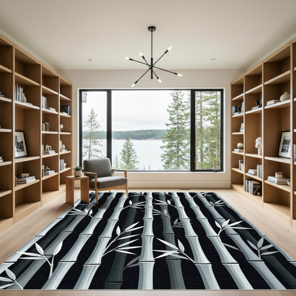 Monochrome Bamboo Serene Grove Rug