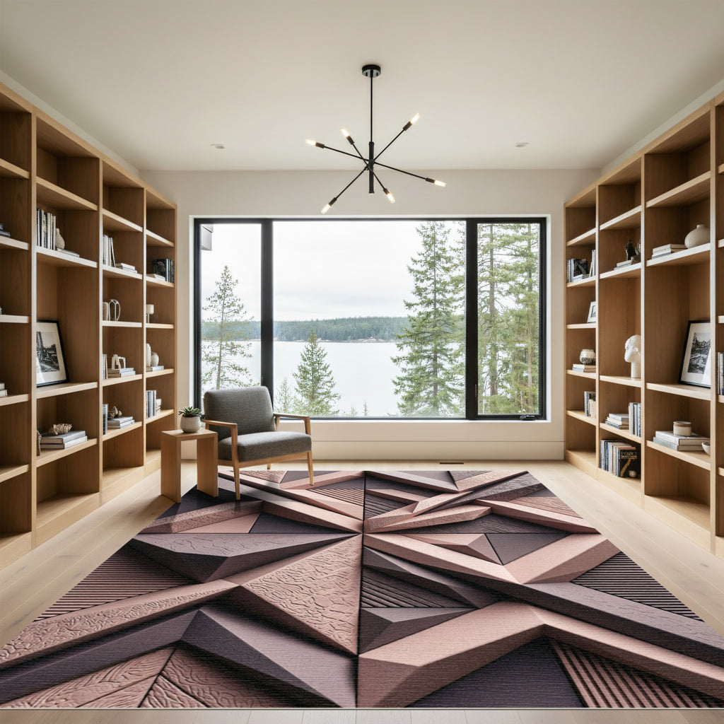 Textured Geometric Panels Rug