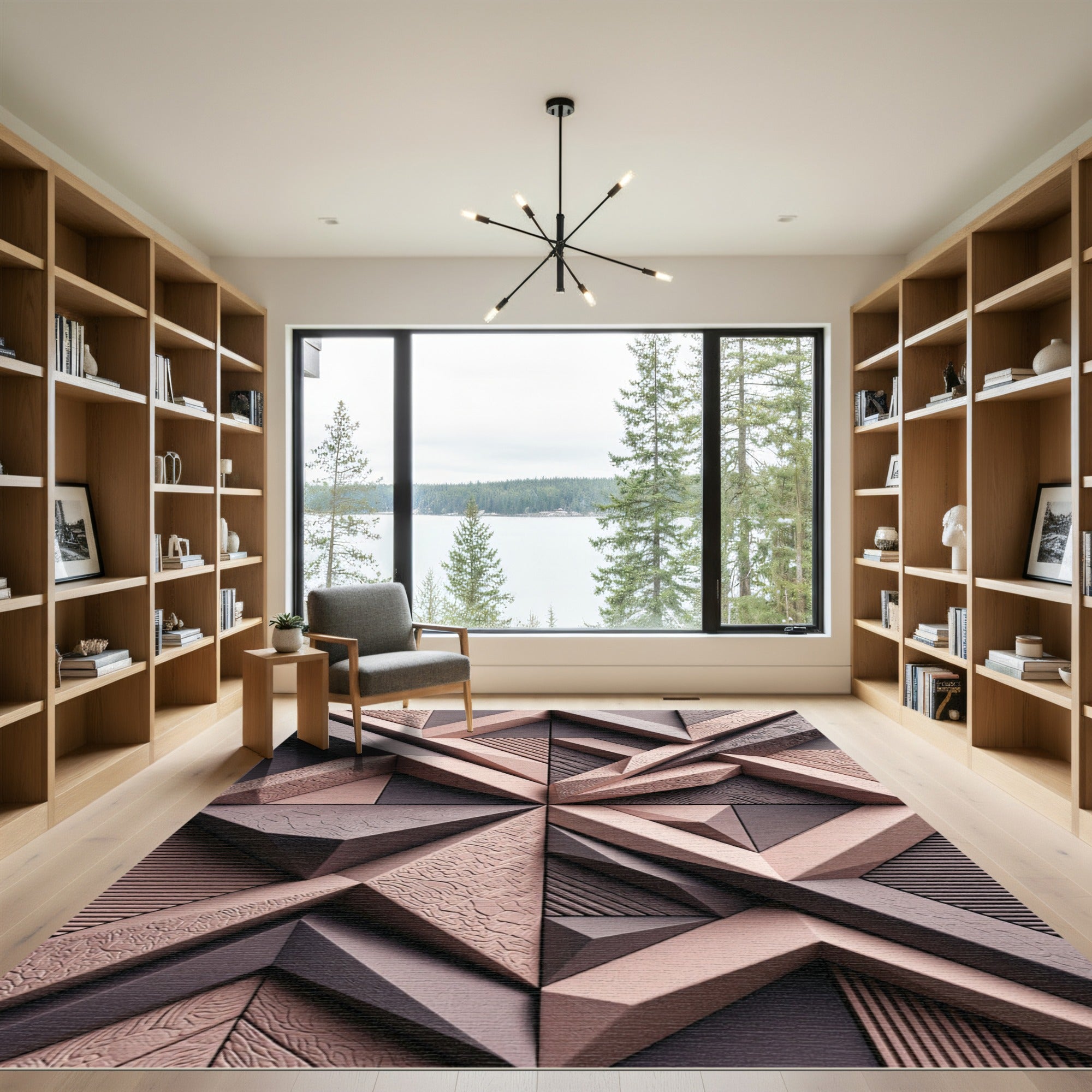 Textured Geometric Panels Rug
