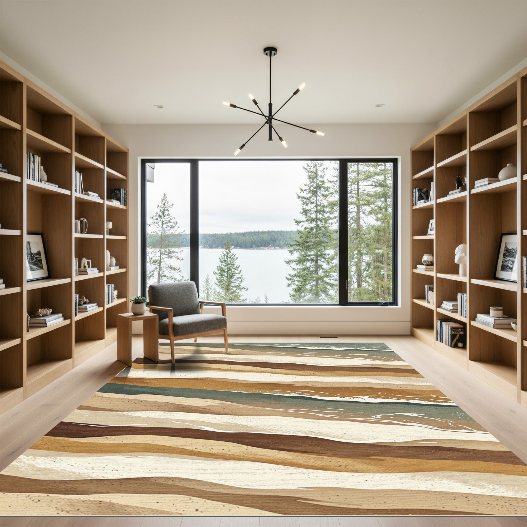 Earthy Dune Abstract Wave Rug