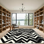 Monochrome Jagged Zigzag Landscape Rug
