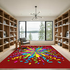 Vibrant Explosive Confetti Streamers Celebration Rug