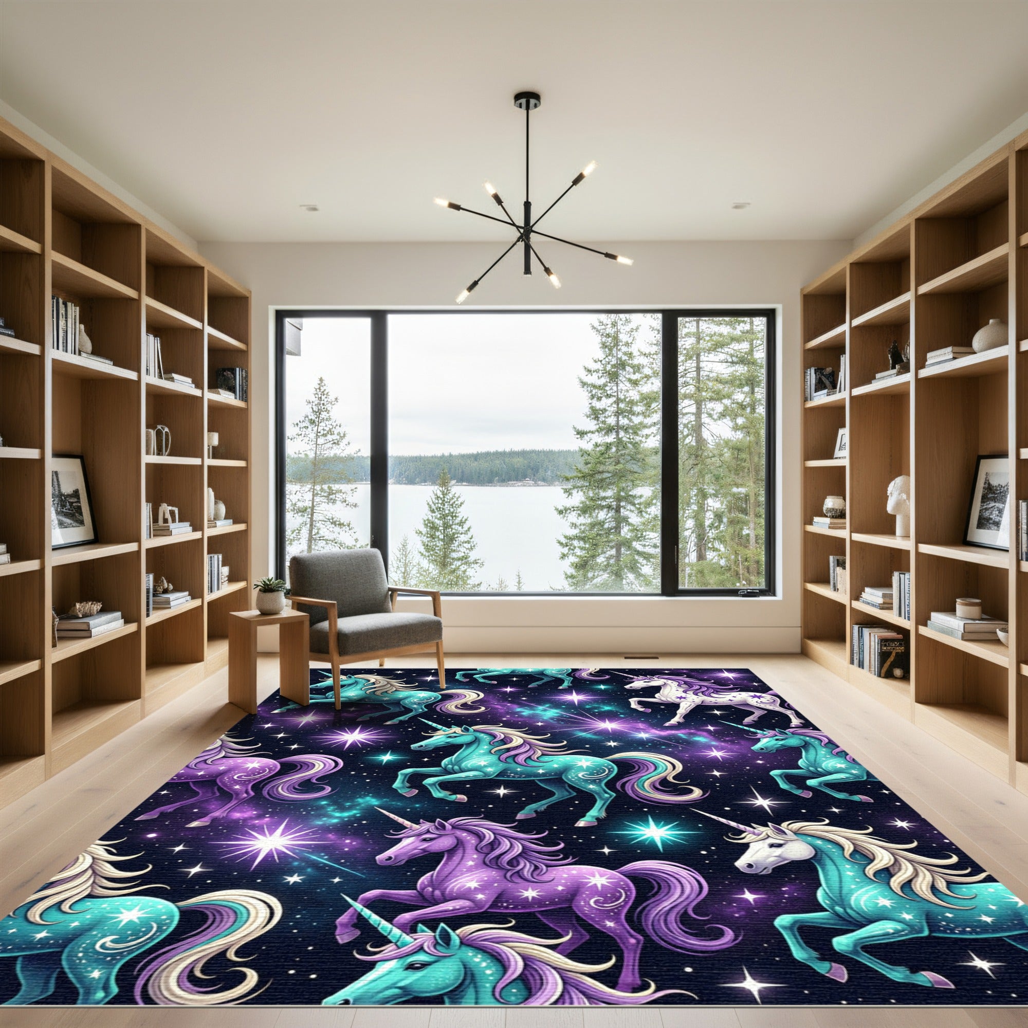 Magical Celestial Unicorn Galaxy Sky Rug
