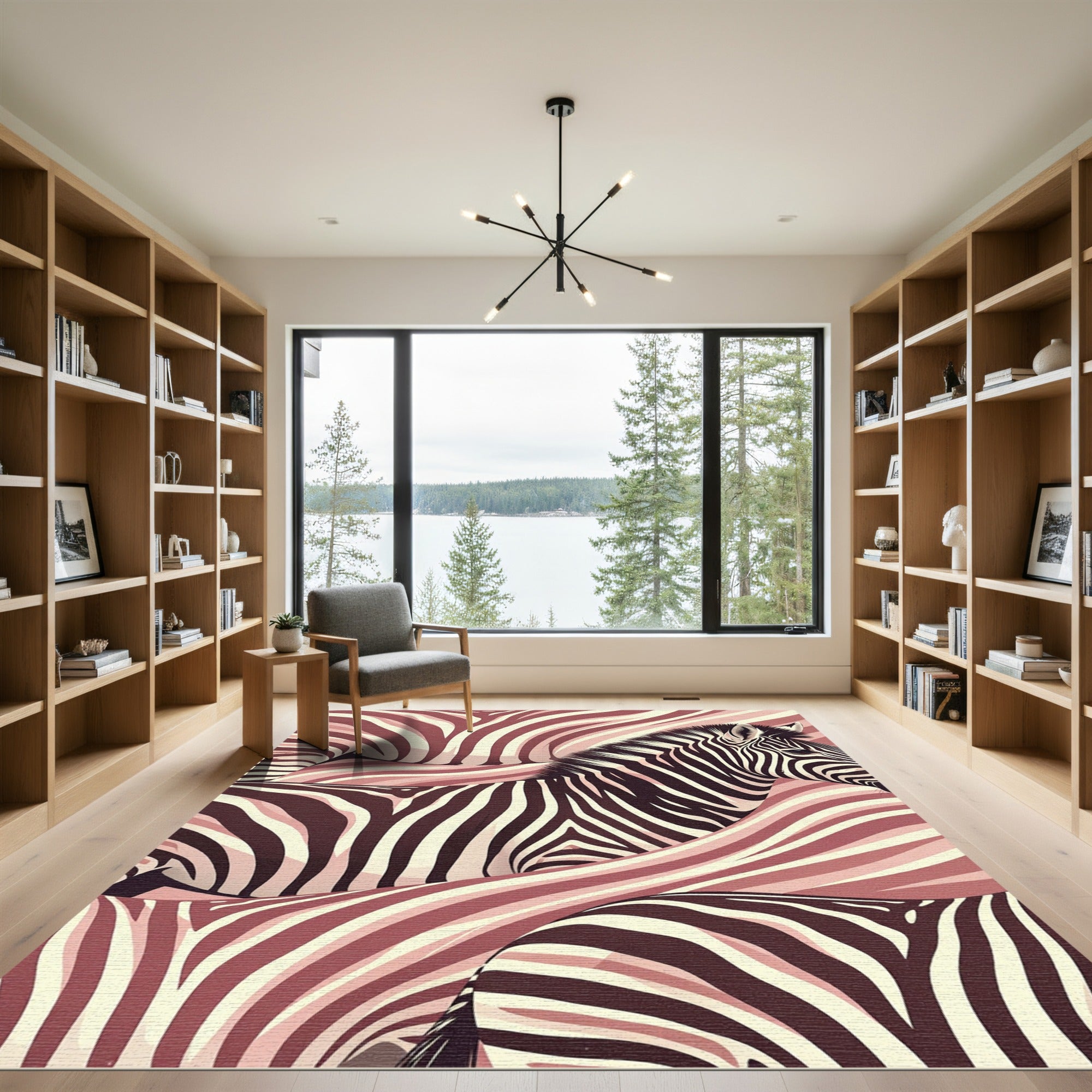 Muted Zebra Stripes Abstract Landscape Rug