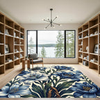 Majestic Blue Lily Garden Arrangement Rug
