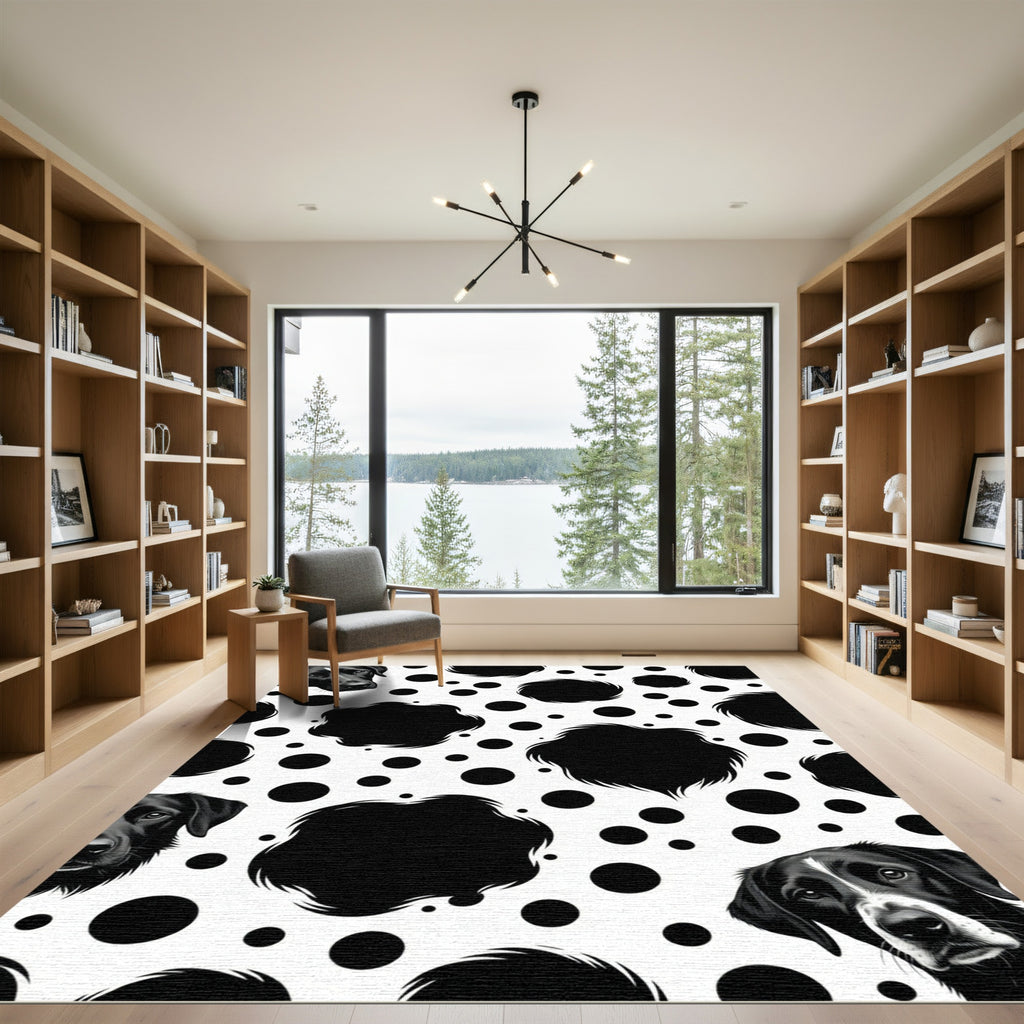 Black White Dog Spots Imprint Rug