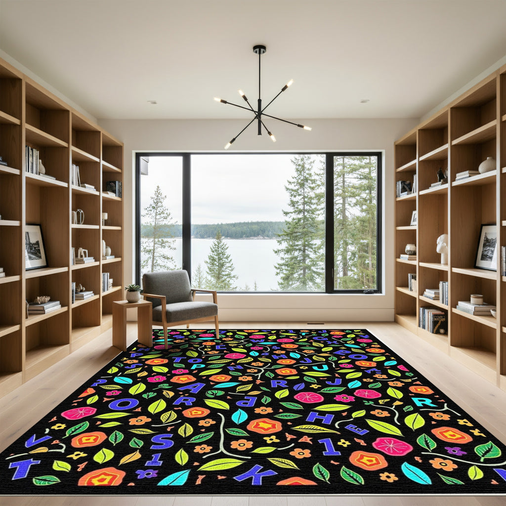 Alphabet Floral Bloom Composition Rug