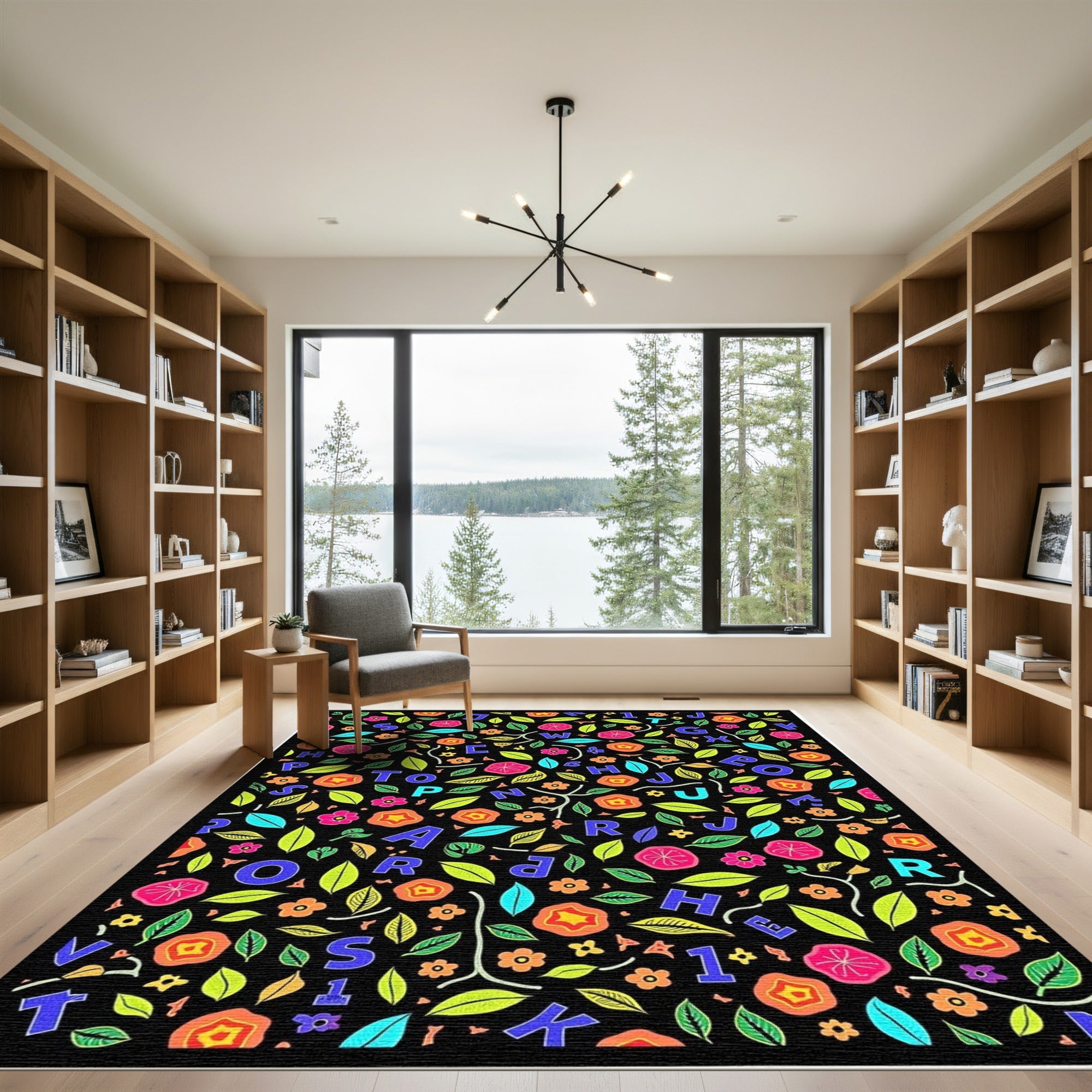 Alphabet Floral Bloom Composition Rug