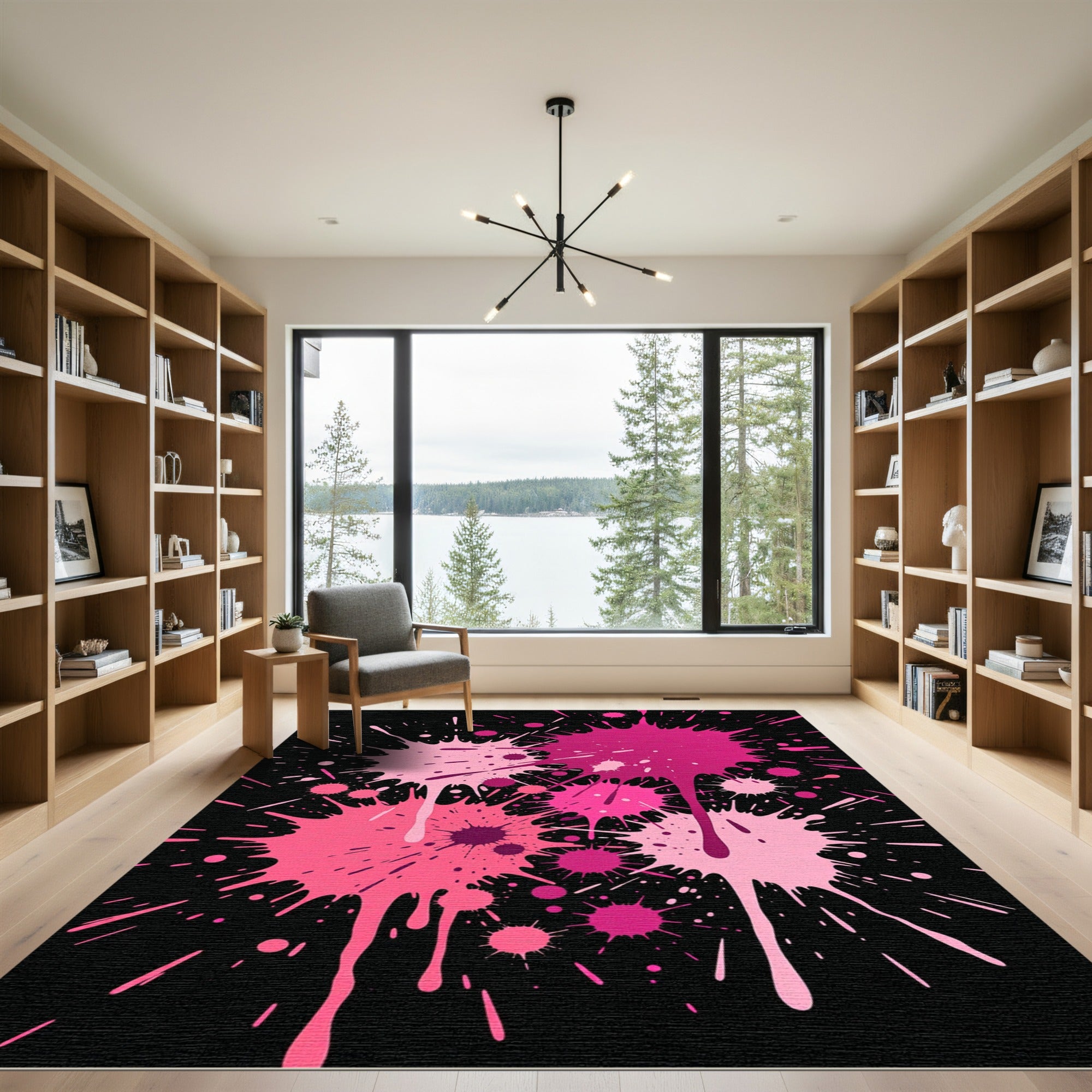 Vibrant Hot Pink Liquid Splash Rug