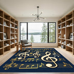 Elegant Golden Treble Clef Musical Notes Rug