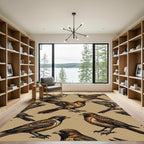 Earthy Brown Sparrow Bird Illustration Rug
