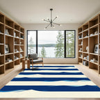 Coastal Blue Wave Stripe Rug