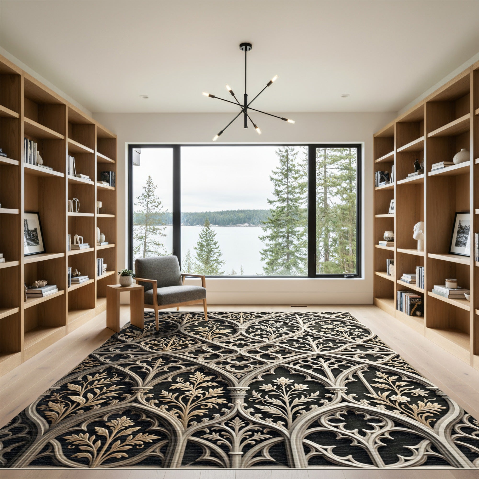 Gothic Cream Floral Lattice Arch Rug