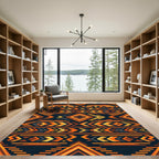 Geometric Sunset Amber Tribal Diamond Rug