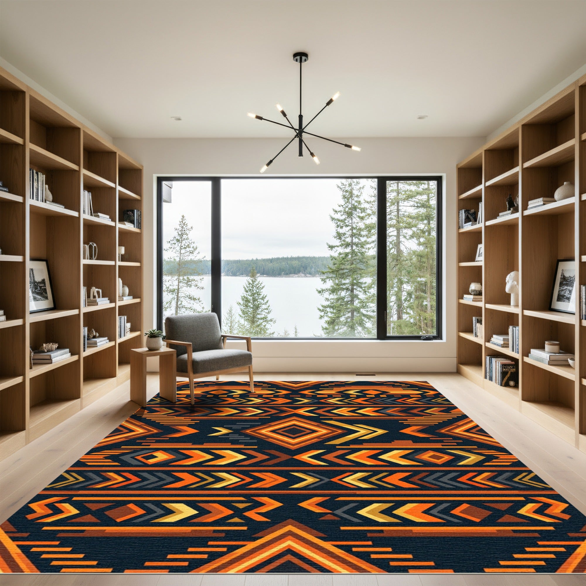 Geometric Sunset Amber Tribal Diamond Rug