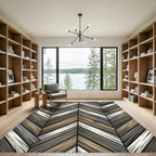 Rustic Wood Grain Chevron Pattern Rug