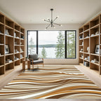 Earthy Brown Abstract Wave Rug